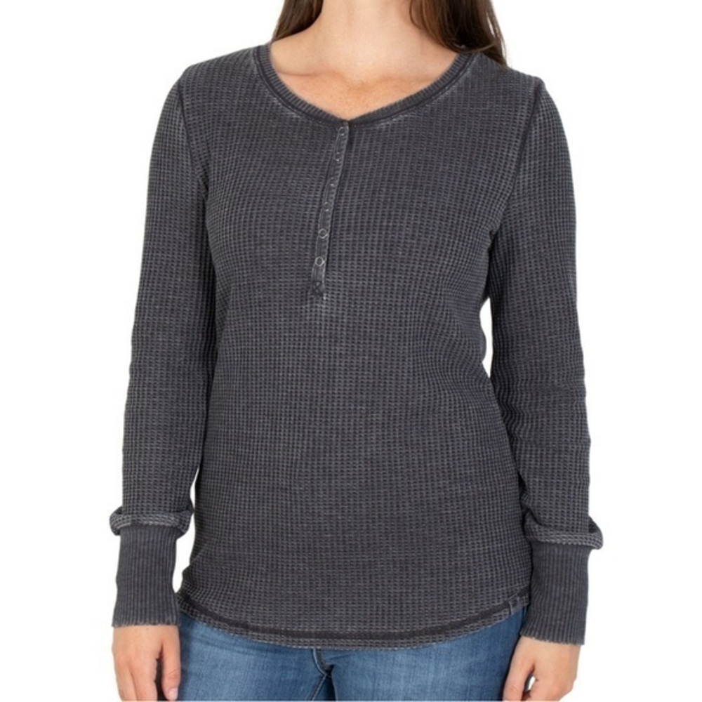Seven7 Ladies Waffle Henley Sz XL